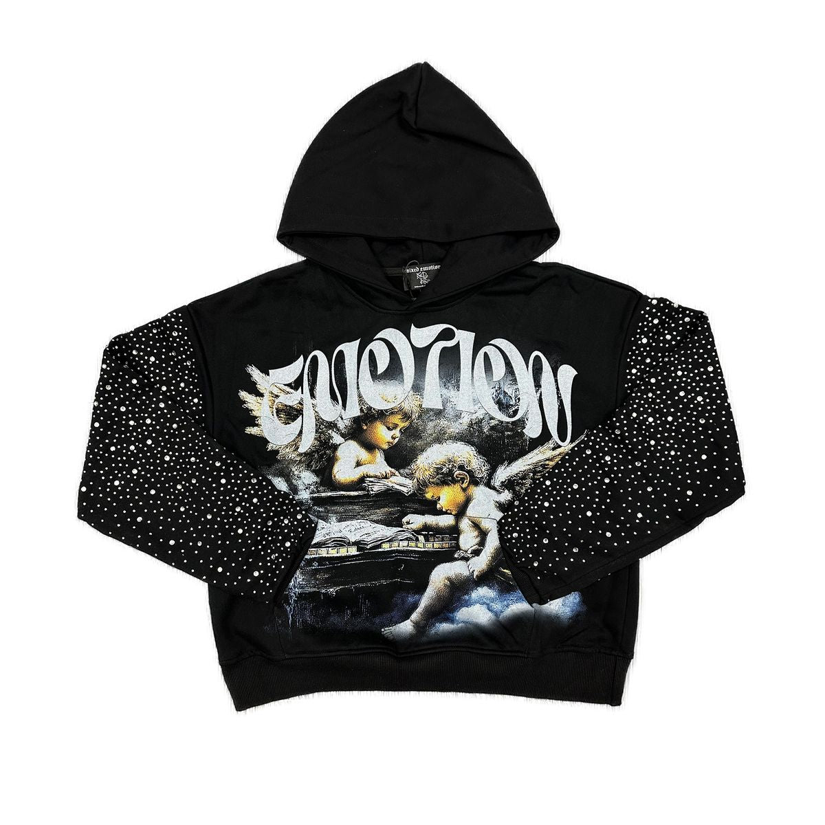Mixed Emotions - Fallen Angels Rhinestone Black Hoodie